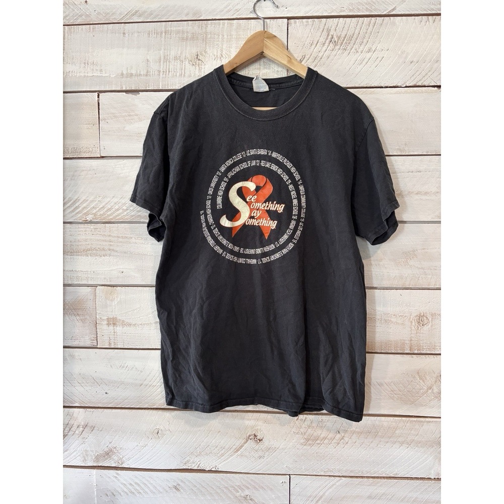 Y2K See Something Say Something Graphic T-Shirt Black Size‎ L Retro Street Wear